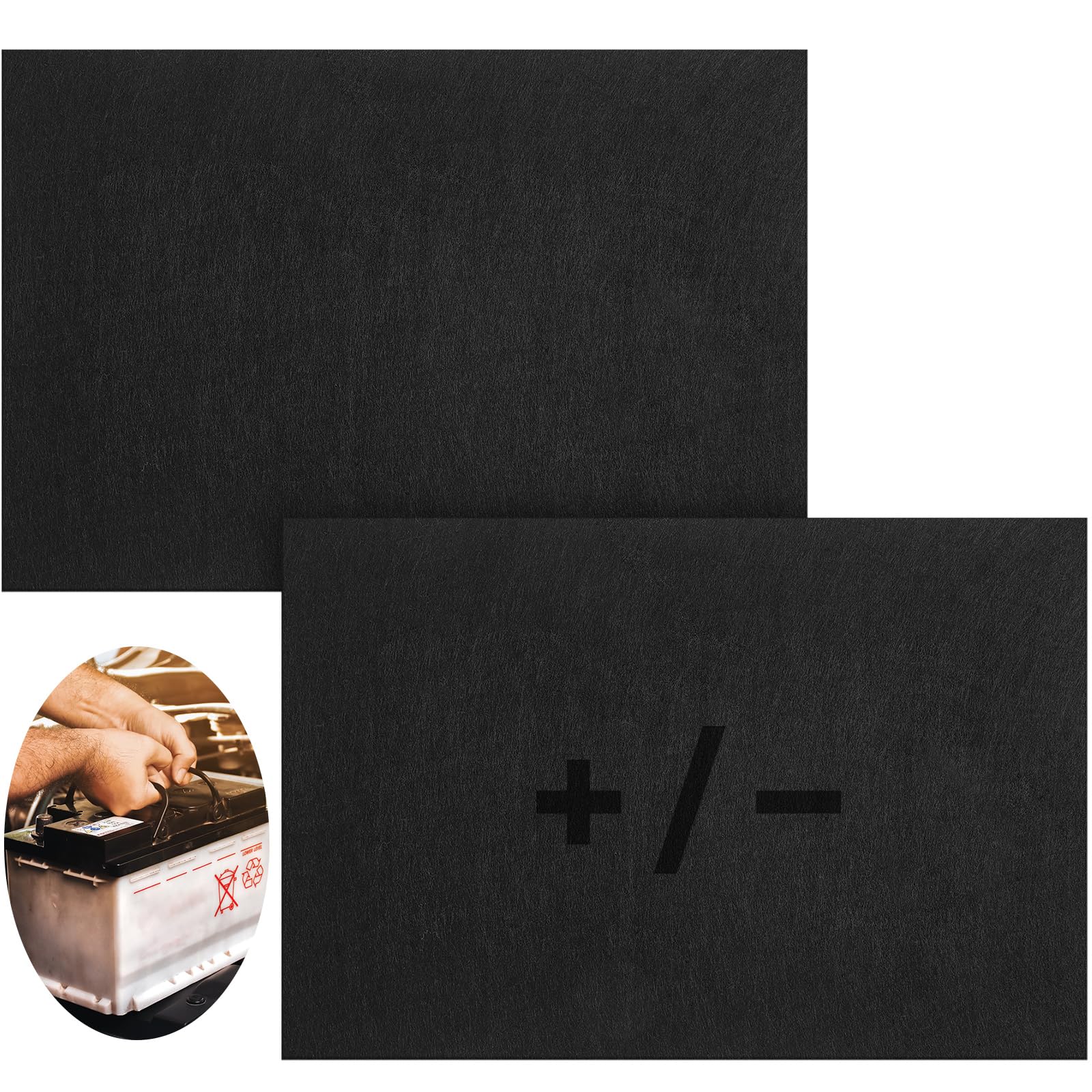 Pangda 2 Pcs Battery Protective Mat Battery Acid Absorbent Mat, Black for Marine Boat(6.7 x 10 Inch)