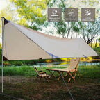 Yuewo 15?10Ft Camping Tarp With 2 * 7Ft Poles, Waterproof & Lightweight Tent Tarp, Rain Fly Sun Shelter, 210D Oxford Upf50+ Shel