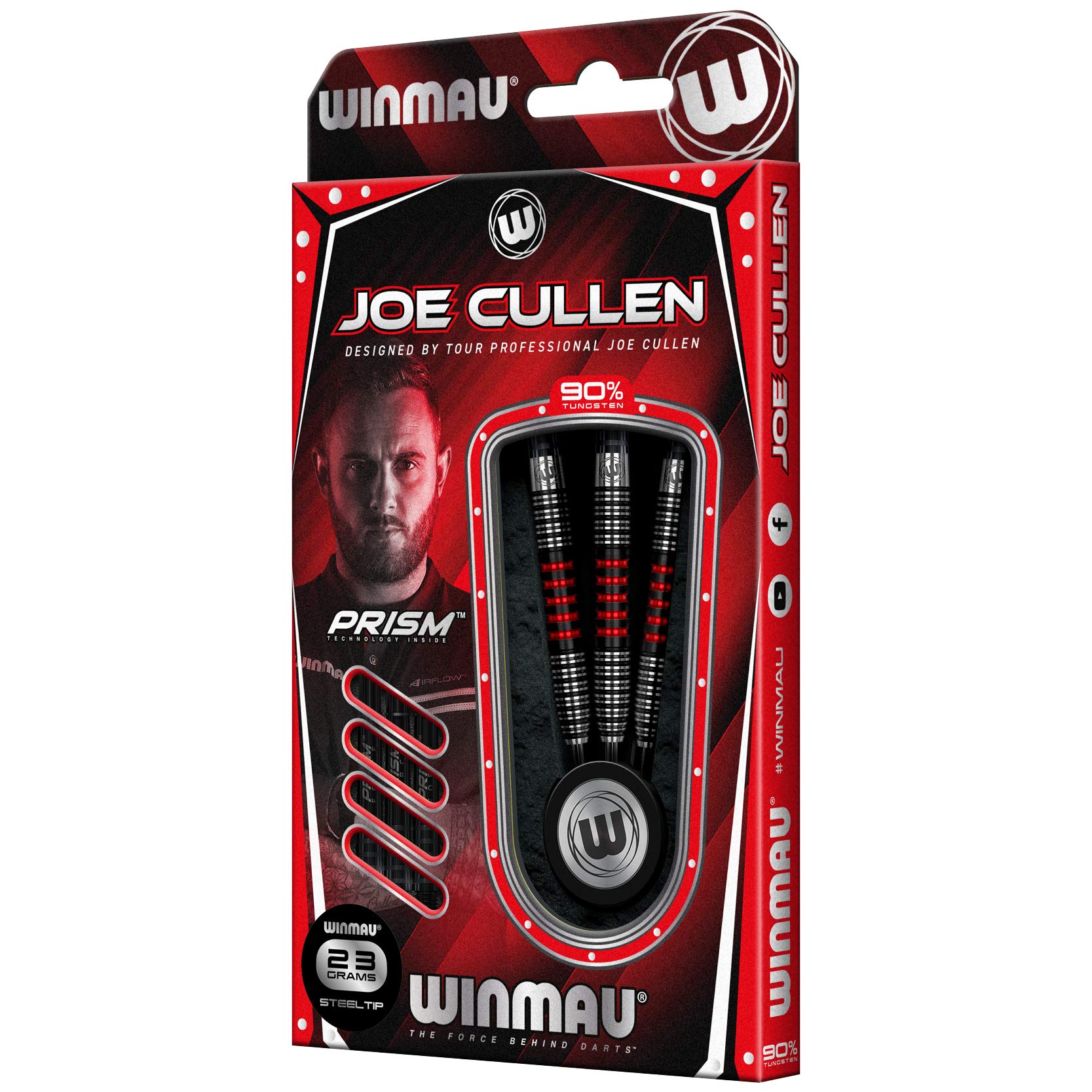 Winmau Joe Cullen Signature Edition 23 Gram Tungsten Darts Set With Flights And Stems (Shafts)
