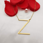 Momol Sideways Initial Necklace 18K Gold Plated Stainless Steel Large Big Letter Z Pendant Necklace Script Name Monogram Necklac