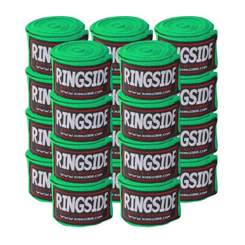 Ringside Mexican Style Boxing Hand Wraps, Neon Green, 180'' (10 Pairs Pack)