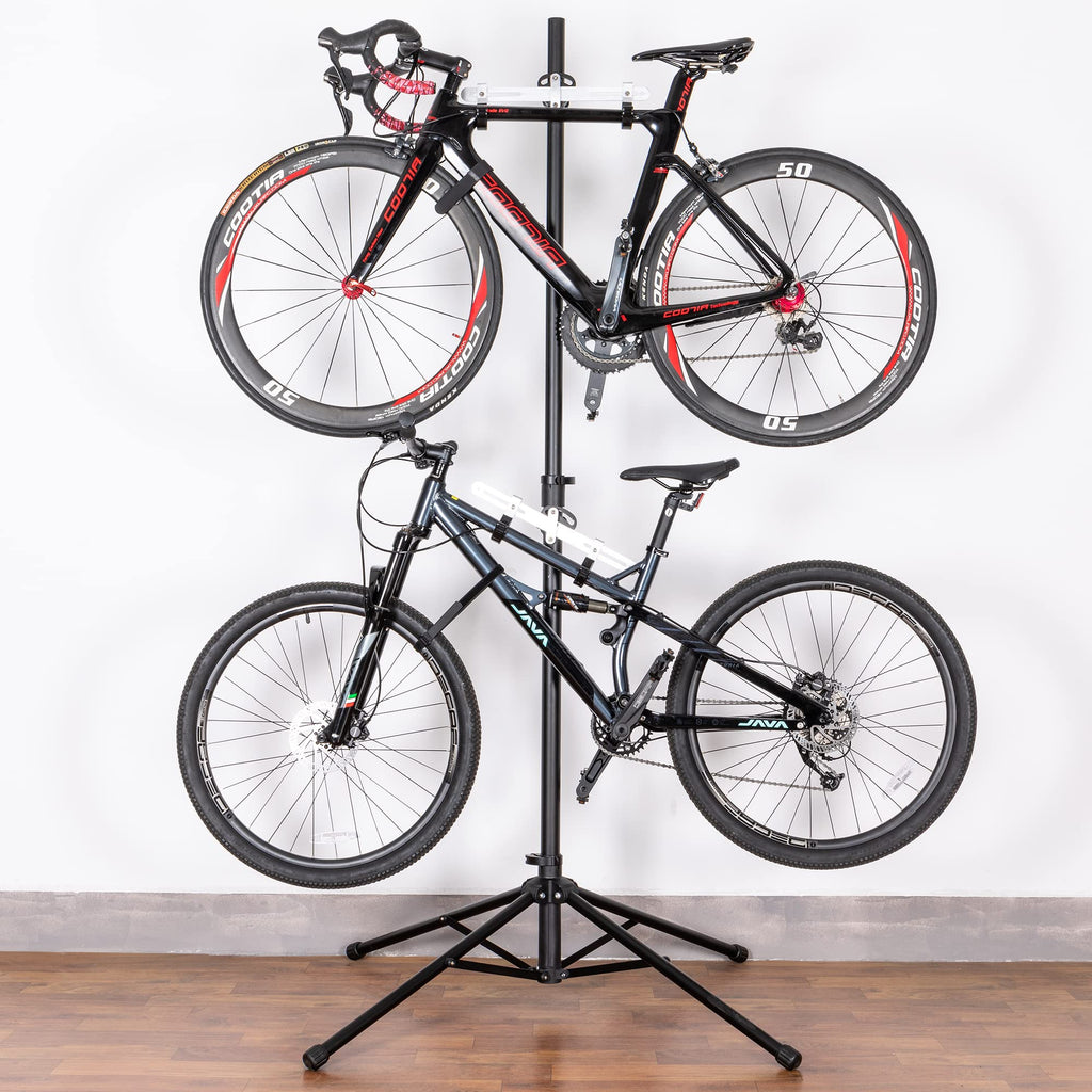 Kong Ming Car Bike Rack Garage Storage - 2 Bicycle Vertical Hanger Parking Rack Gravity Floor Storage Stand - Fully Adjustable G