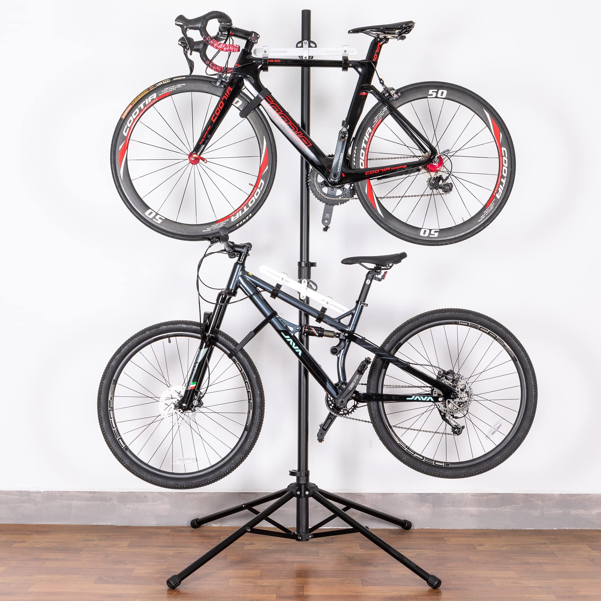 Kong Ming Car Bike Rack Garage Storage - 2 Bicycle Vertical Hanger Parking Rack Gravity Floor Storage Stand - Fully Adjustable G