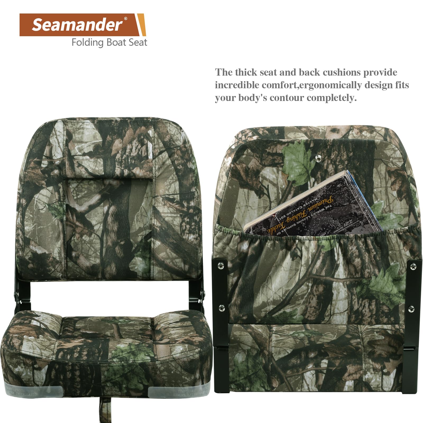 Seamander Low Back Boat Seats, Folding Boat Seats With Stainless Steel Screws,Aluminum Hinges&Padded,Fishing Boat Seat, Multiple