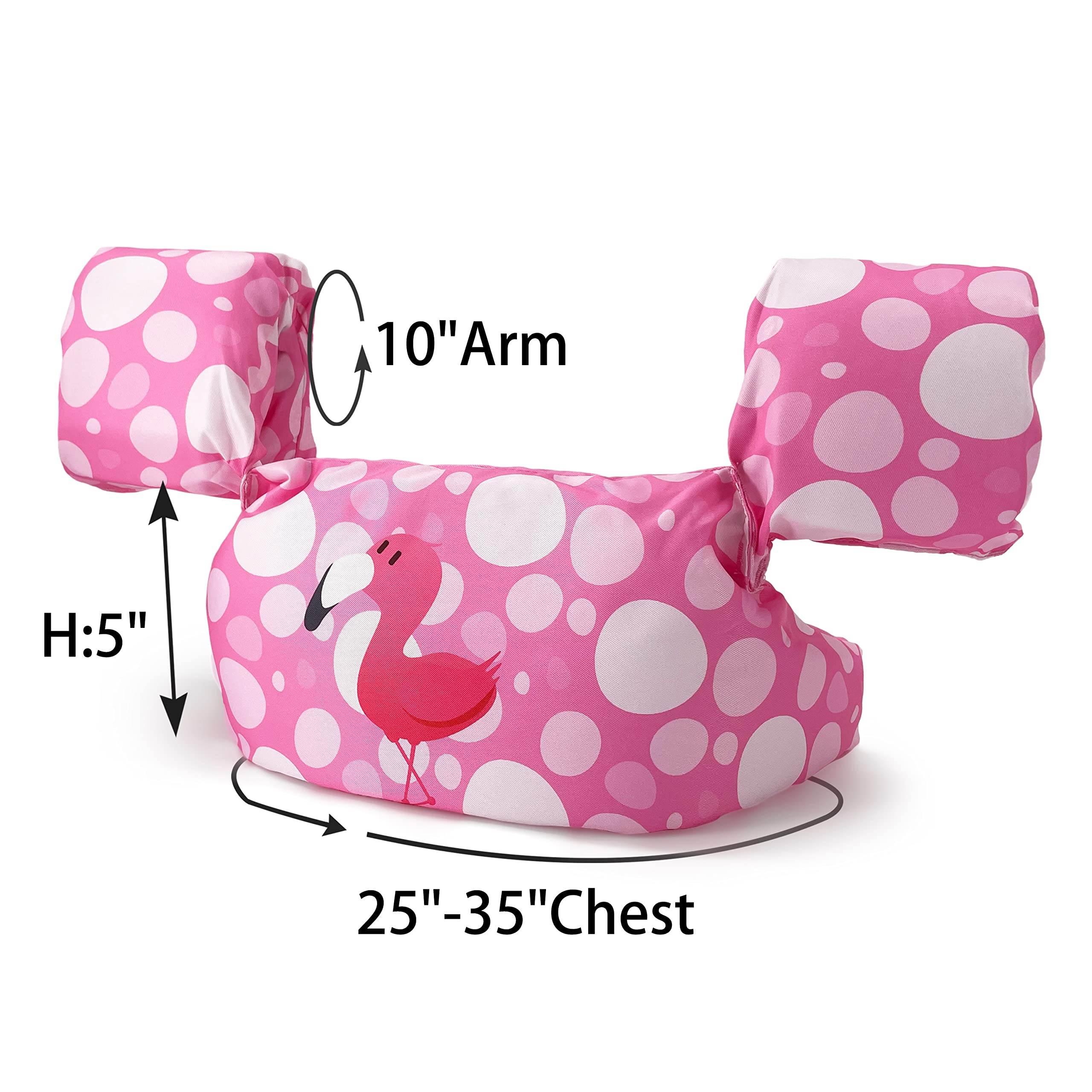 Silfrae Swim Vest Swim Floatation Vest Learn-To-Swim Device For Kids 30-50 Lbs (Pink Flamingo)
