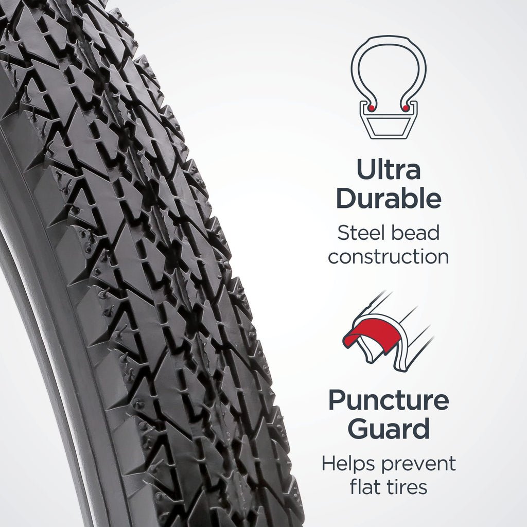 Schwinn Replacement Bike Tire, Cruiser Bike, Smooth Tread, 26 X 2.12-Inch , Black With Kevlar Bead