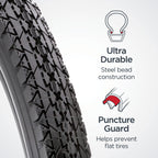 Schwinn Replacement Bike Tire, Cruiser Bike, Smooth Tread, 26 X 2.12-Inch , Black With Kevlar Bead