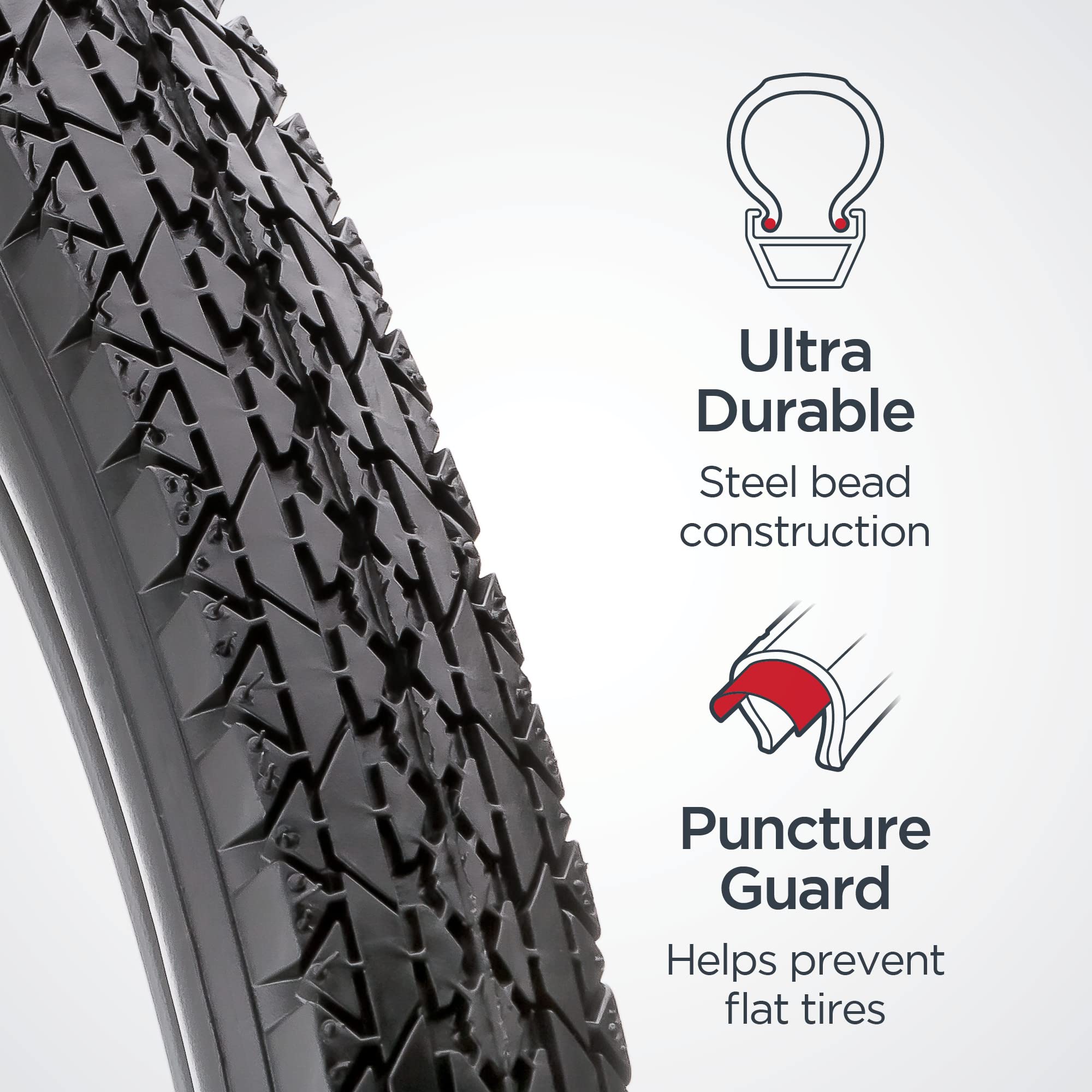 Schwinn Replacement Bike Tire, Cruiser Bike, Smooth Tread, 26 X 2.12-Inch , Black With Kevlar Bead