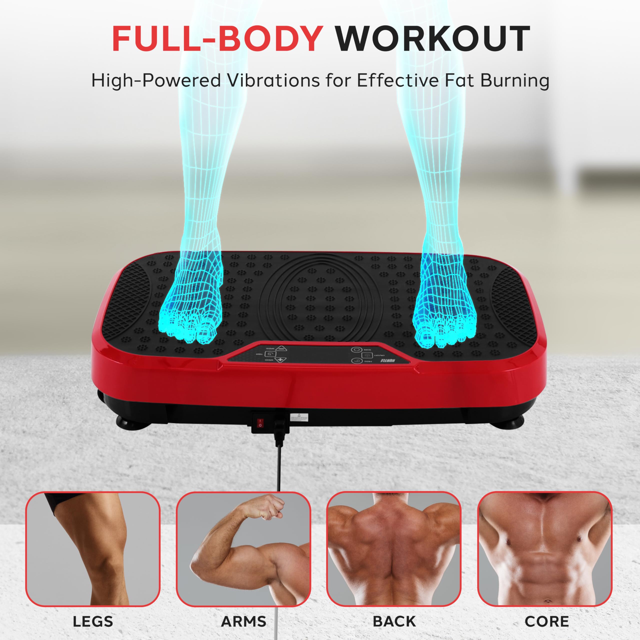 Hurtle Fitness Vibration Platform Machine - Home Gym Whole Body Shaker Exercise Machine Workout Trainer Fast Weight Loss with Re