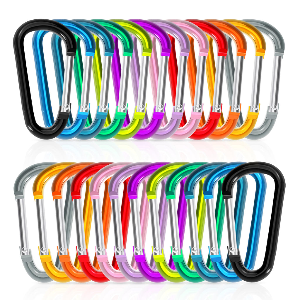 Zalava Aluminum Carabiner Clip D Ring, 24Pc Keychain Clips Spring Snap Hook,Small Carabiners Set For Outdoor Camping Fishing Hik
