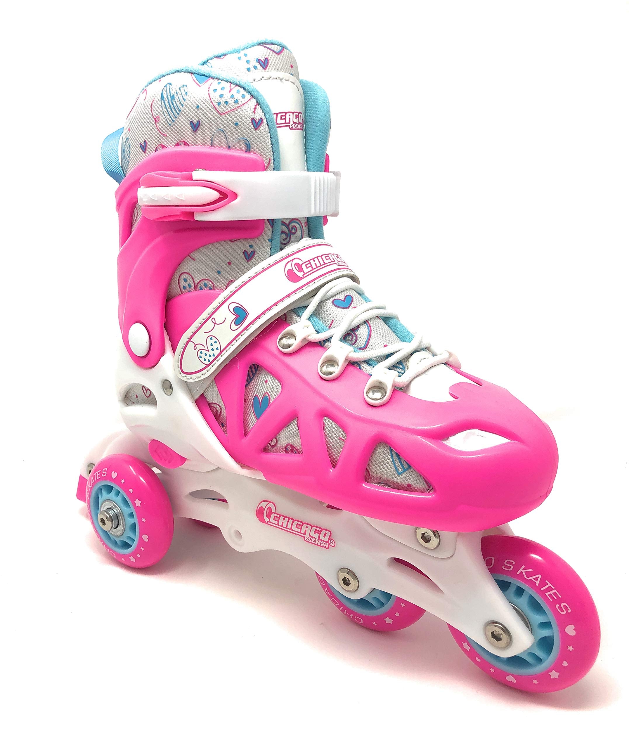 Chicago Skates Girls Inline Training Skate Combo Set - Pink/Purple - Medium Sizes 1-4