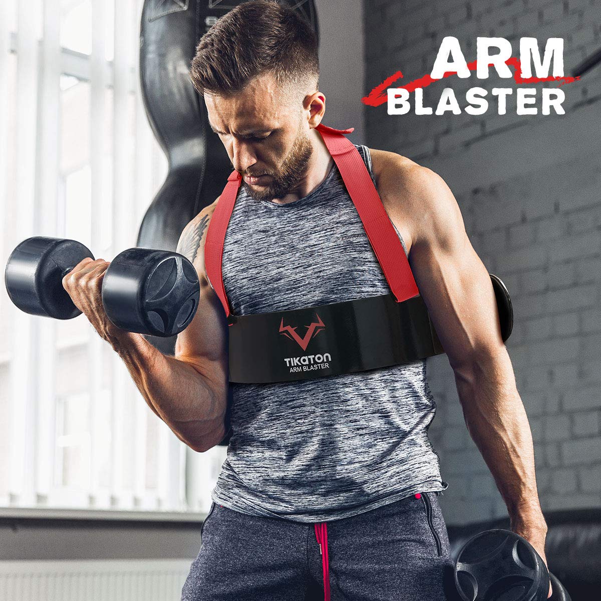 Tikaton Arm Blaster With Wrist Wraps For Biceps & Triceps, Adjustable Bicep Isolator Arm Curl Blaster For Big Arms Bodybuilding