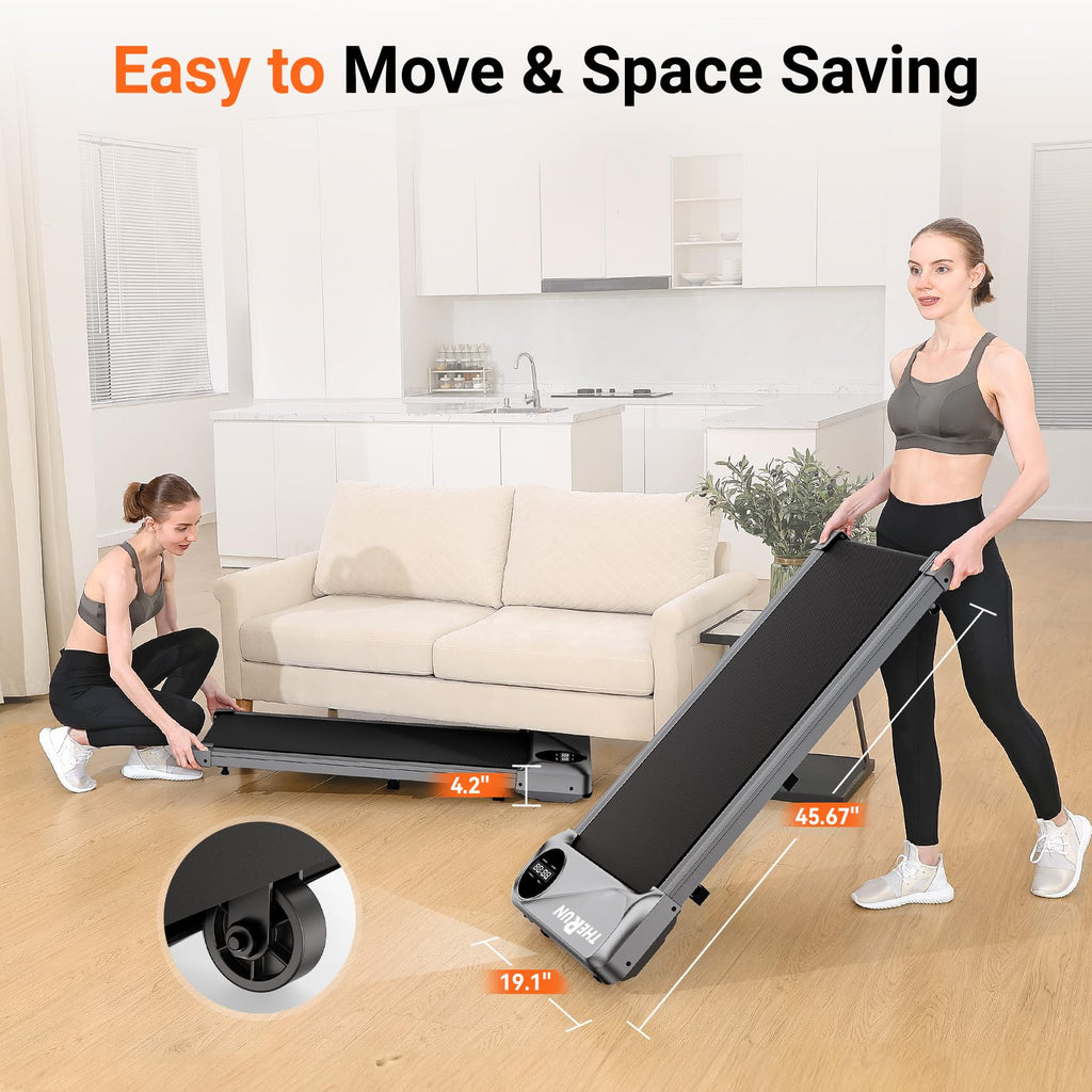 Therun Walking Pad Under Desk, Portable Mini Treadmill For Home/Office, 2.5Hp Jogging Machine With 300 Lbs Weight Capacity, Remo
