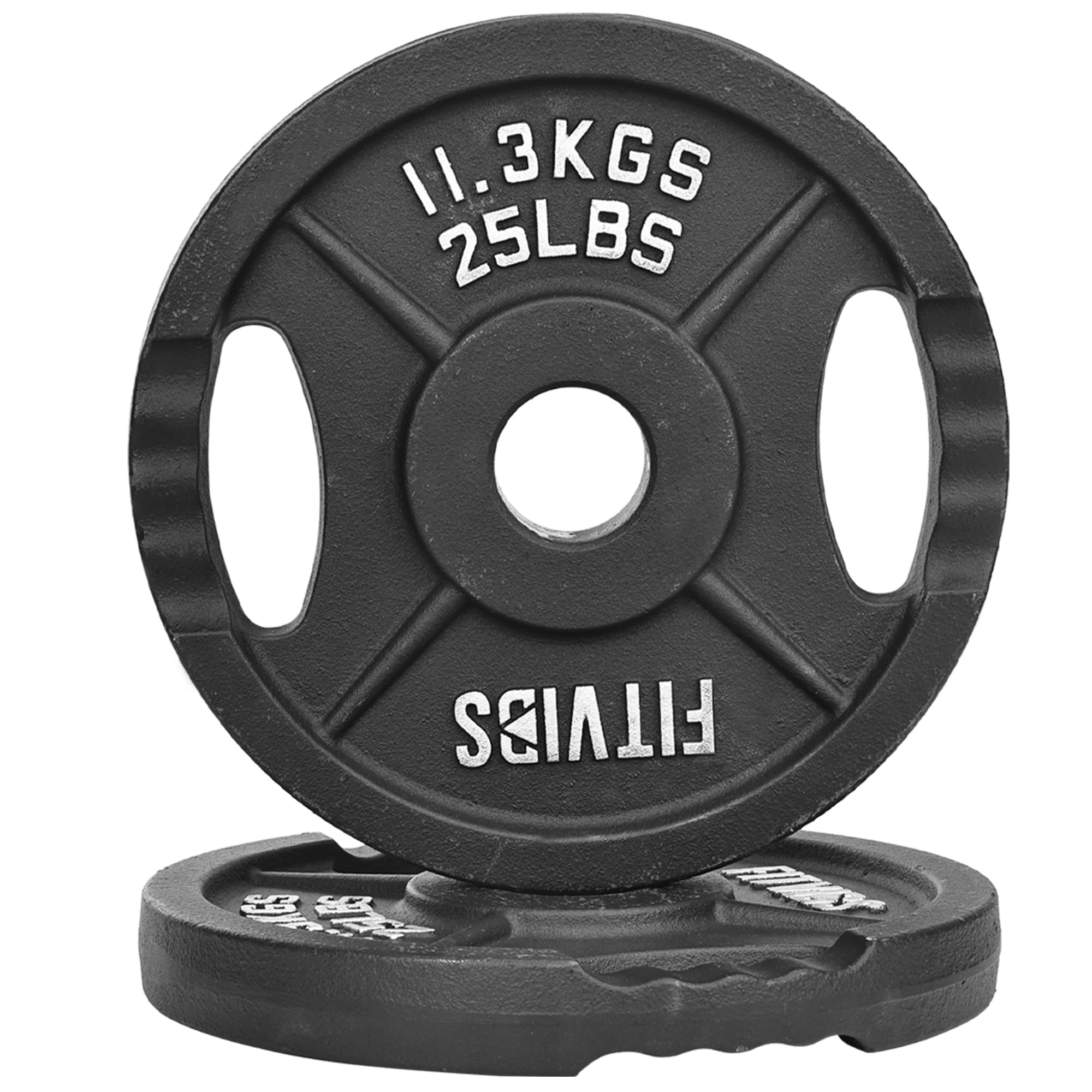 Fitvids 2 Inch Olympic Weight Plates, 2x 25 LB Plates for Home Gym Strength Training, Double-grip Design