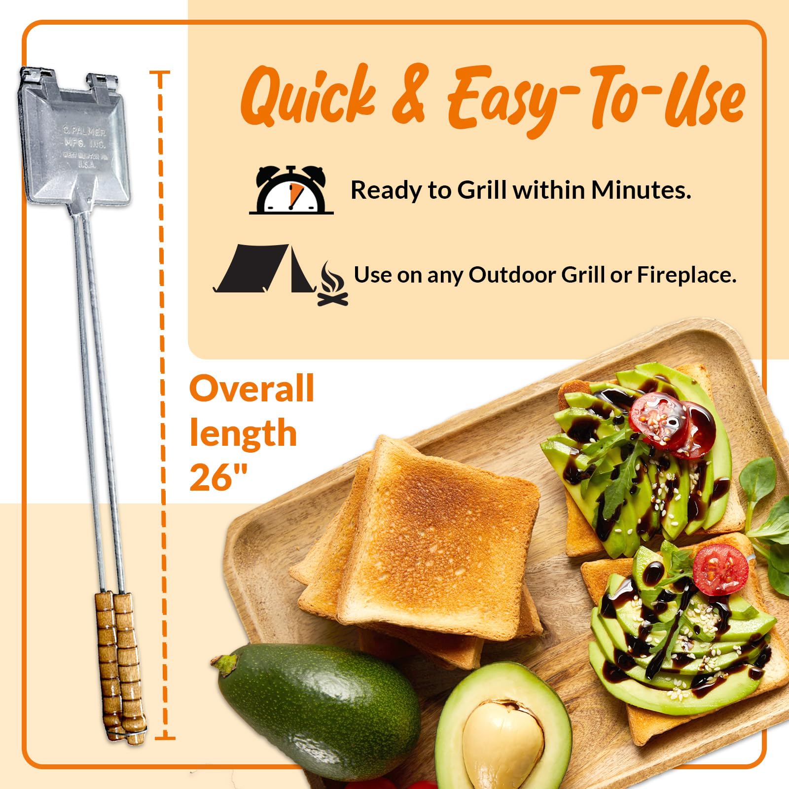 Palmer Cast Iron Long Handle Sandwich Toaster