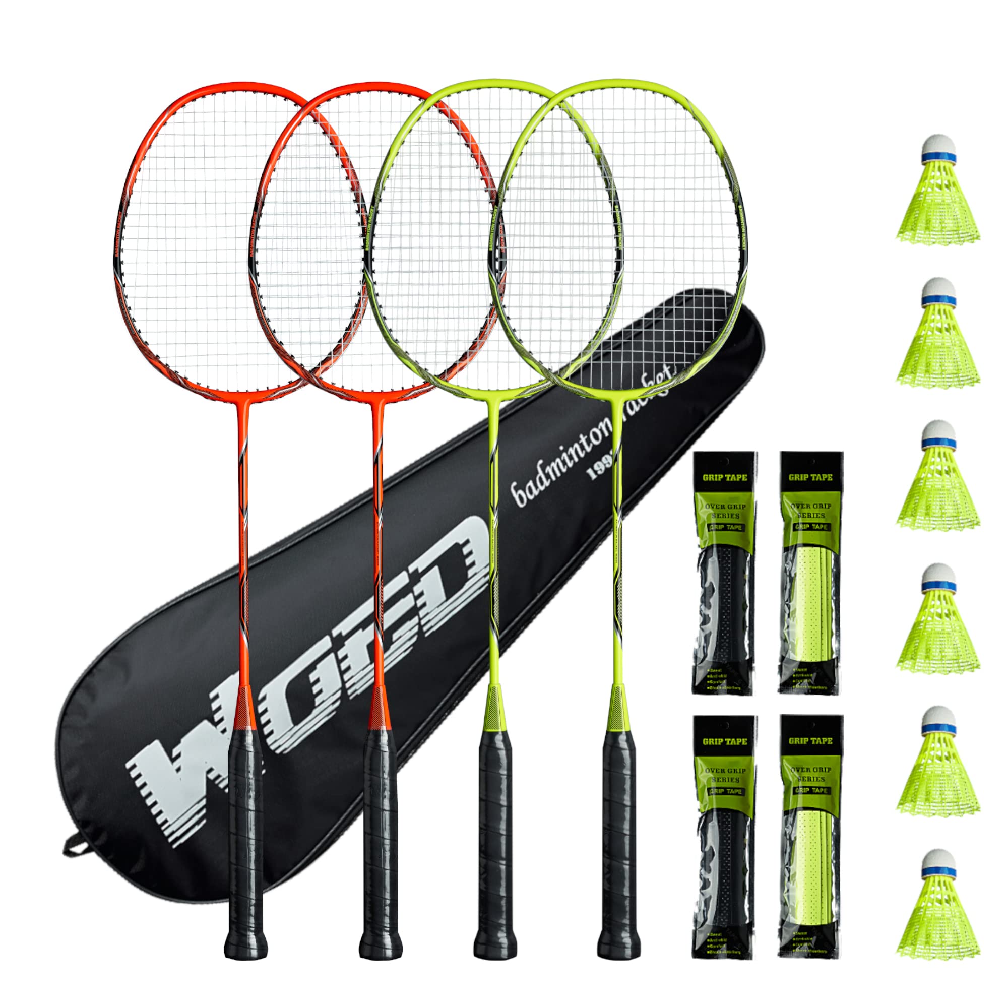 Badminton Racket Set Of 4, Professional Carbon Fiber Badminton Rackets Badminton Racquet For Backyards Gym With 6 Shuttlecocks 4