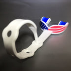 Oral Mart Usa Flag Strapped Youth Mouth Guard For Kids - American Flag Sports Mouthguard With Strap For Ice Hockey, Football, La