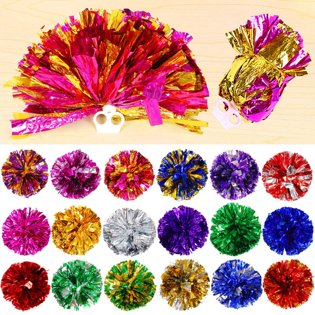 Hlonon 4 Pack Cheerleader Pom Poms Sports Dance Cheer Plastic Pom Poms Cheerleading For Sports Team Spirit Cheering (Blue White)