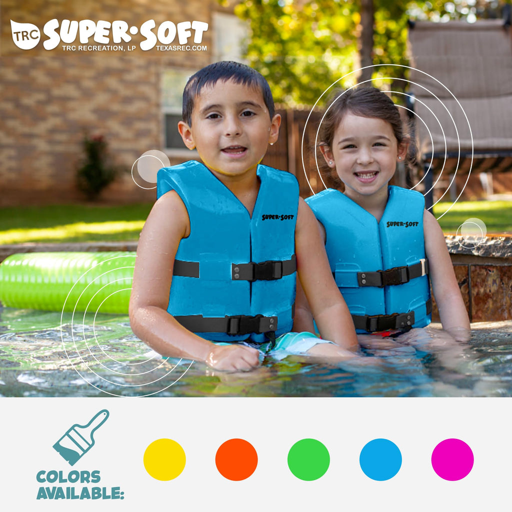 Trc Recreation Super Soft Uscg Kids Small Foam Swim Vest Life Jacket, Blue