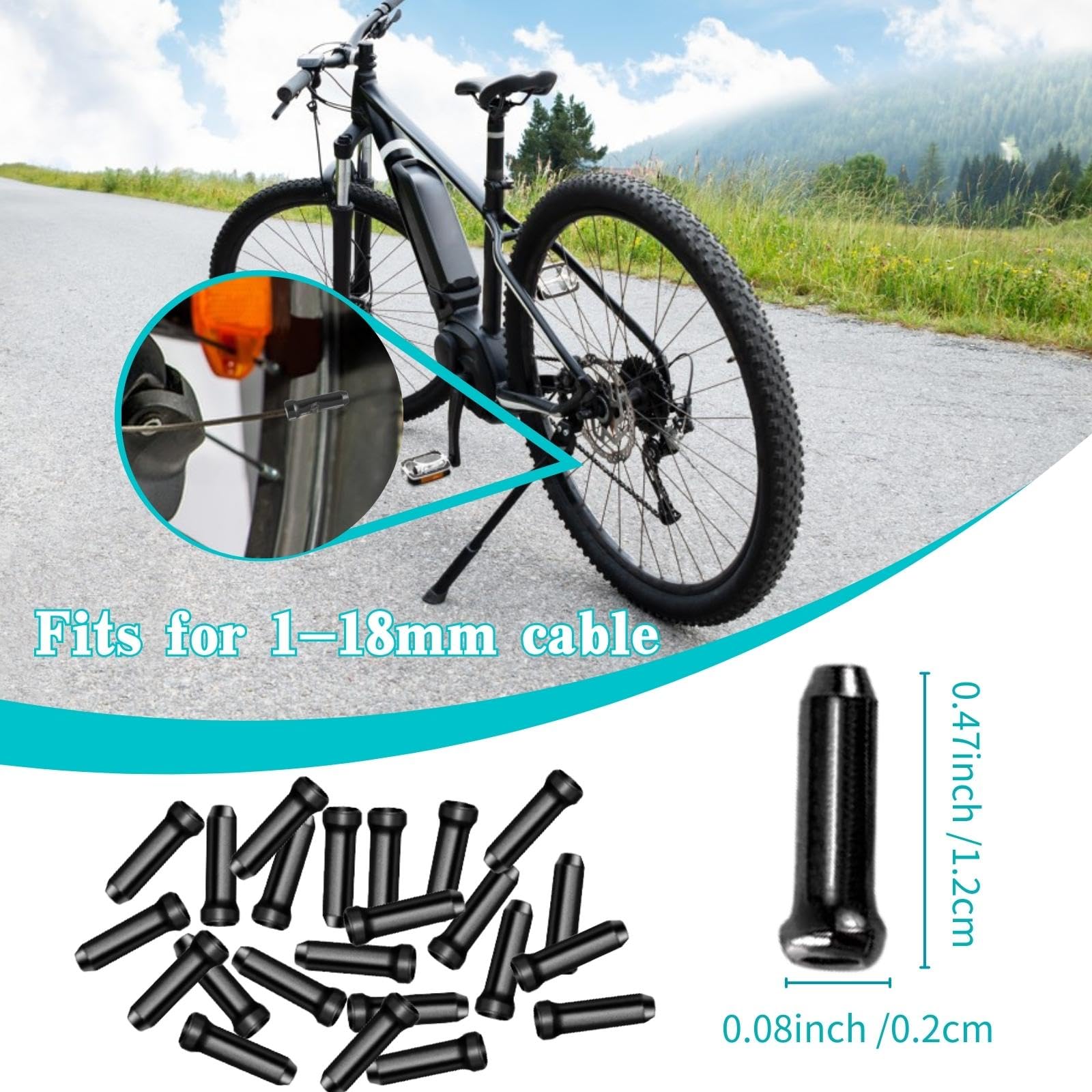 Bike Cable End Caps, Black Cable End Crimps, Bike Brake Cable End Tips For Road Mountain Bicycle, Pack Of 50