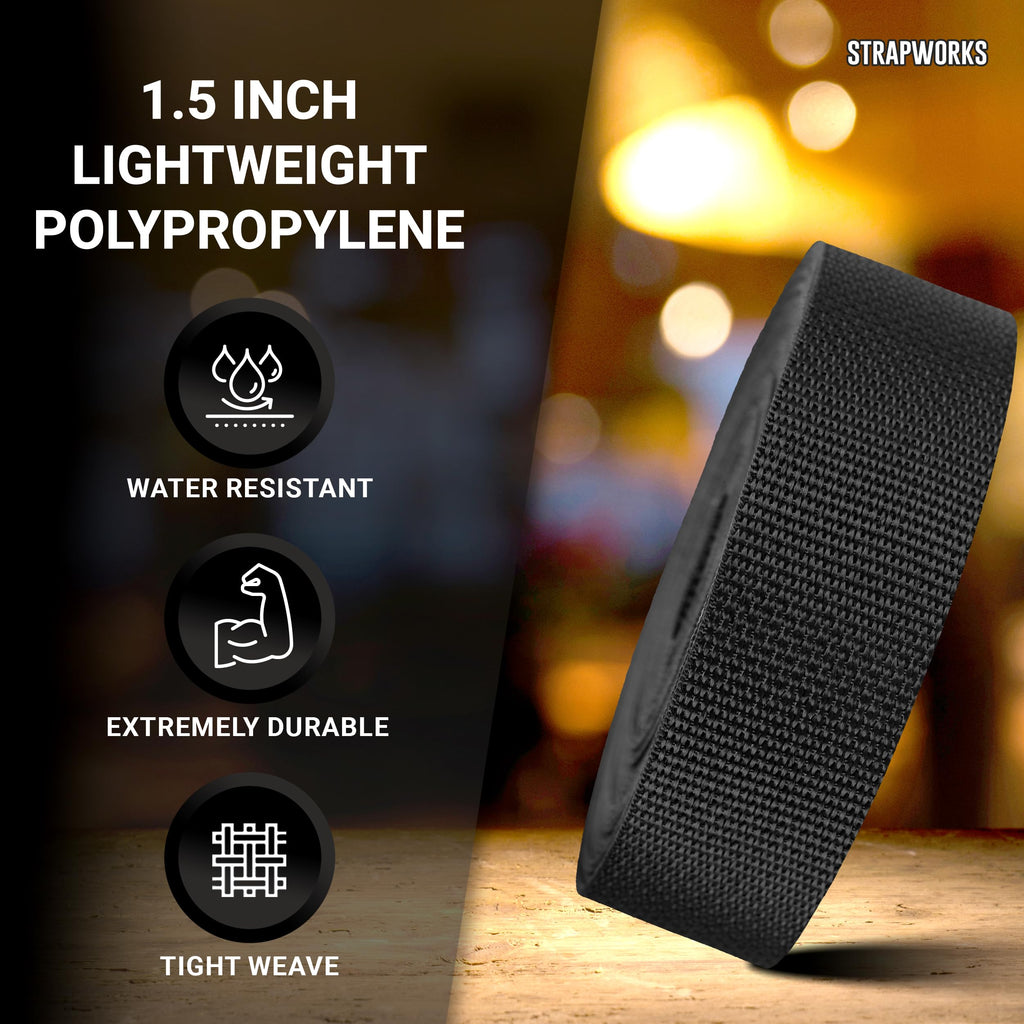 Strapworks Lightweight Polypropylene Webbing - Poly Strapping For Outdoor Diy Gear Repair, Pet Collars, Crafts - 1.5 Inch X 50 Y