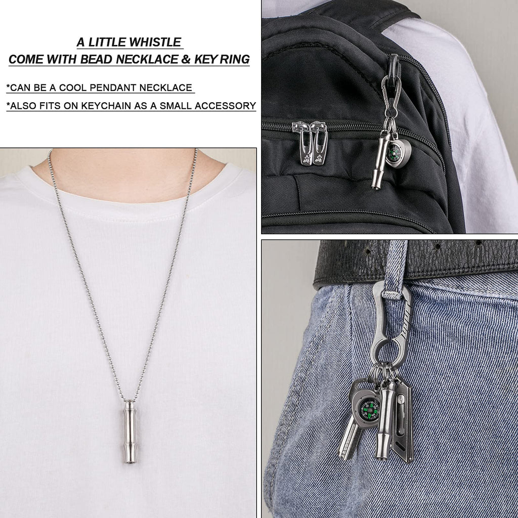 Tisur Titanium Emergency Keychain Necklace Whistle,Edc Safety Whistles For Women And Kids,Loud Up To 120Db, Survival Whistles Fo