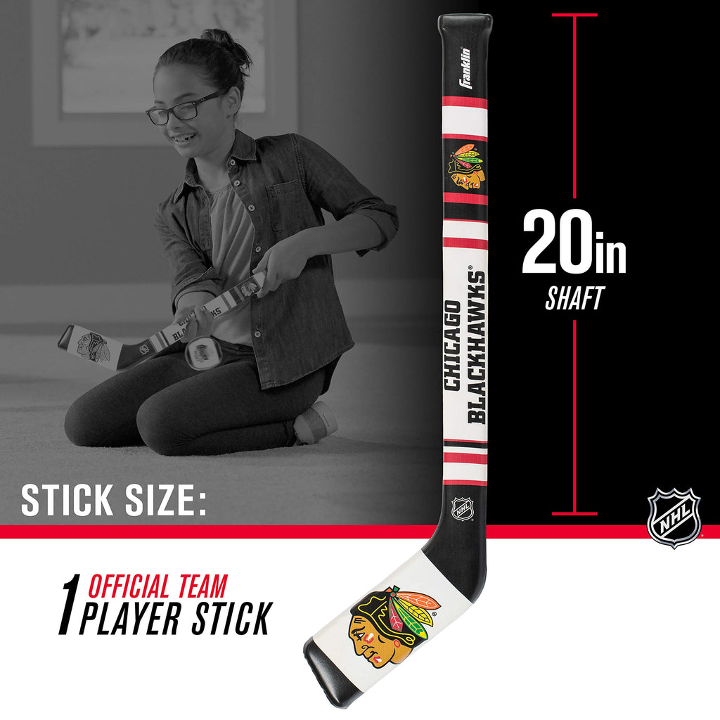 Franklin Sports Chicago Blackhawks Nhl Mini Soft Hockey Stick Set - Great Toy For Kids- Nhl Team Soft Foam Mini Knee Hockey Stic