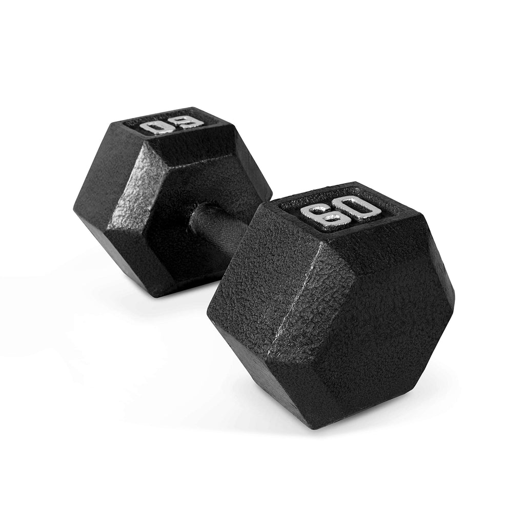 Cap Barbell Cast Iron Hex Dumbbell, Black, Single, 60 Lb