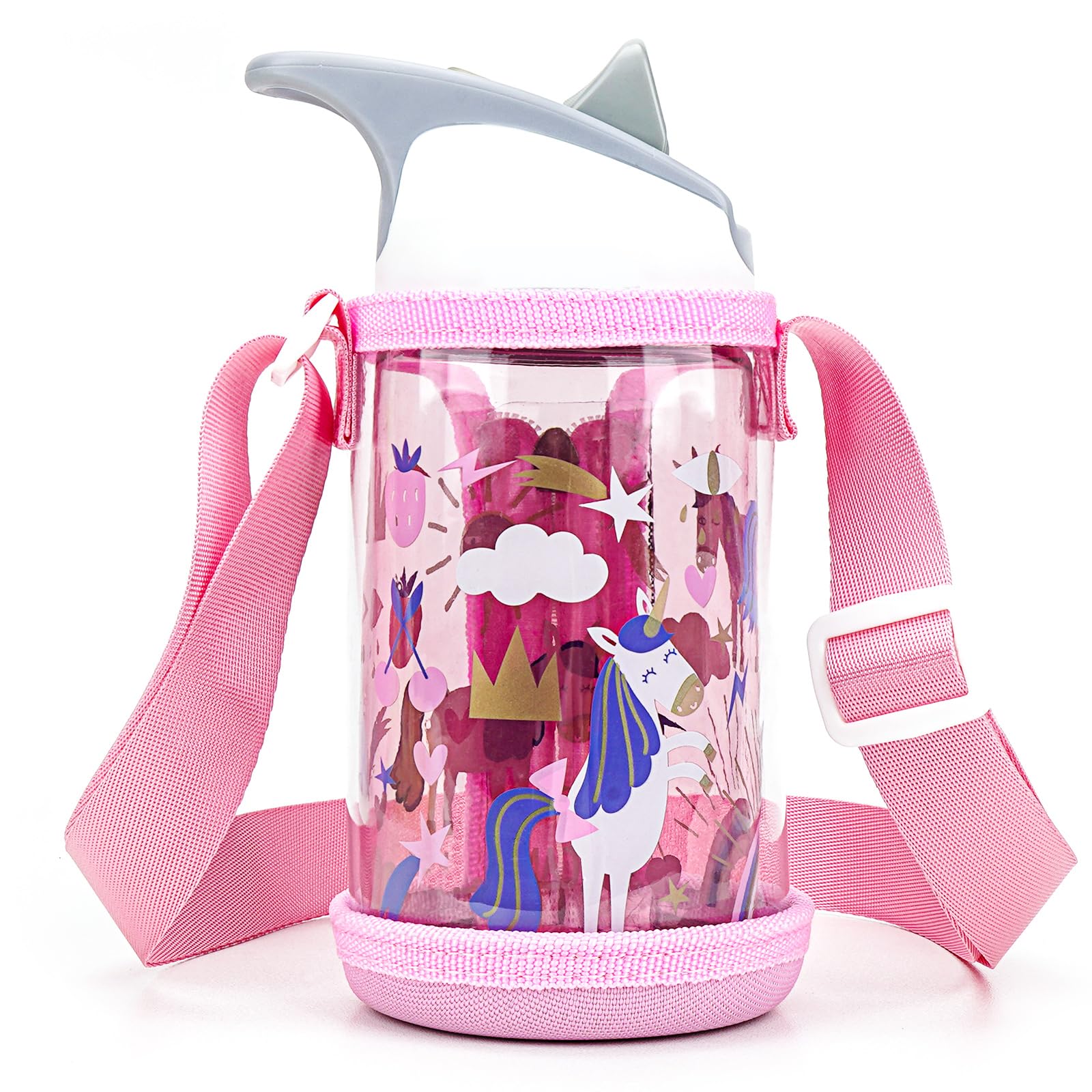 Linkidea Clear Water Bottle Carrier with Strap Compatible with Contigo 14oz, Zak Designs, YETI Rambler Jr. 12oz Kids Bottles, Tr