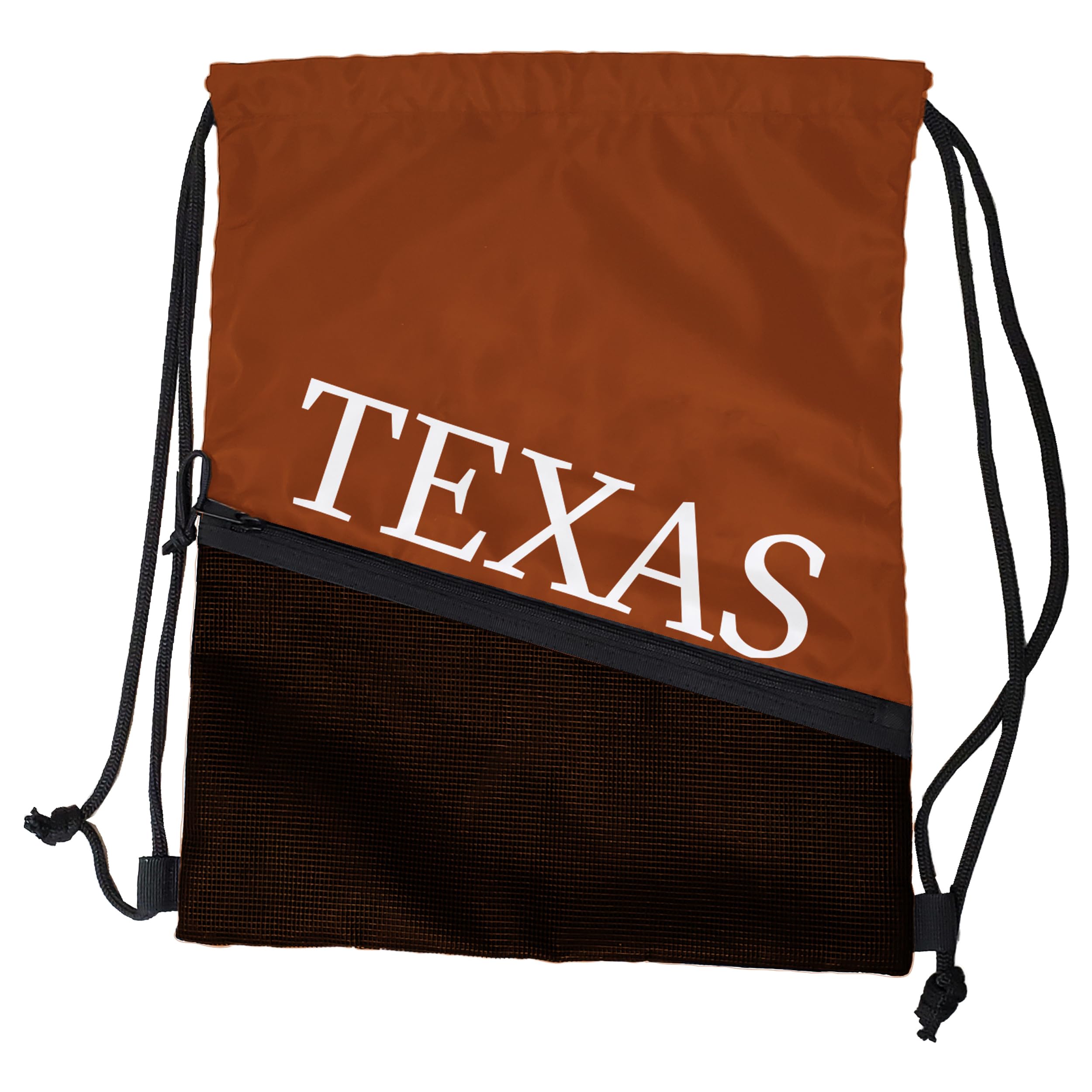 Logo Brands NCAA Texas Longhorns Tilt Backsack - Lightweight Drawstring Bag with Zippered Mesh Pocket For Essentials & Water-Res