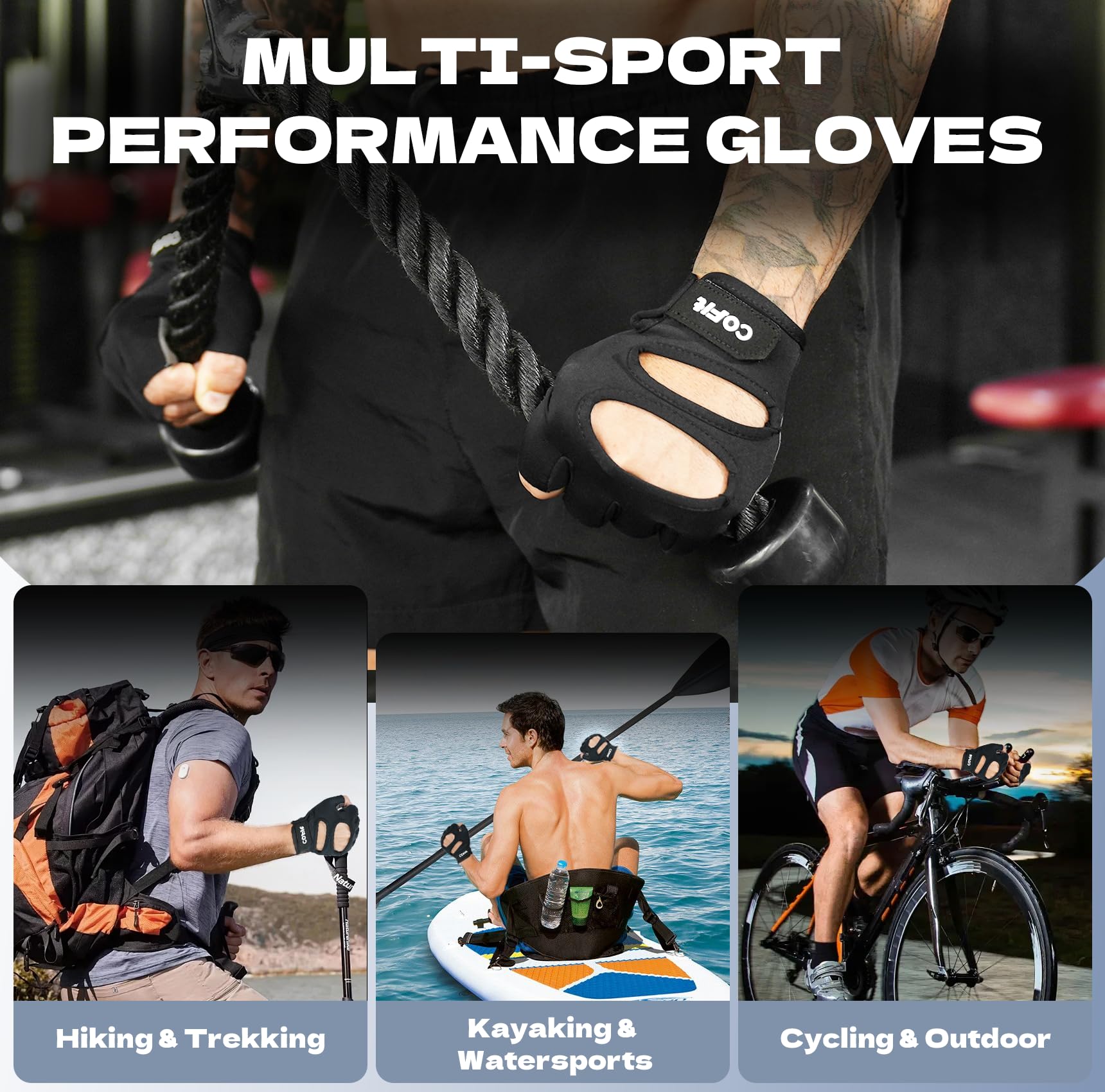COFIT Gym Gloves for Men and Women, Breathable Anti-Slip Weight Lifting Gloves with Wrist Support and Palm Protection for Fitnes