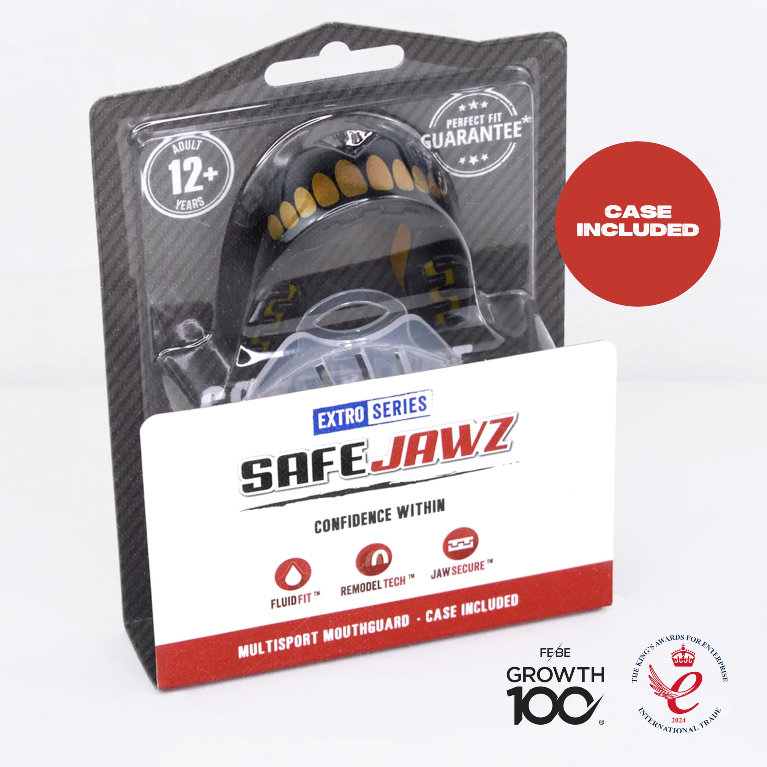 Safejawz Sports Mouthguard Slim Fit, Adults And Junior Double Layered Mouth Guard With Case For Boxing, Basketball, Lacrosse, Am