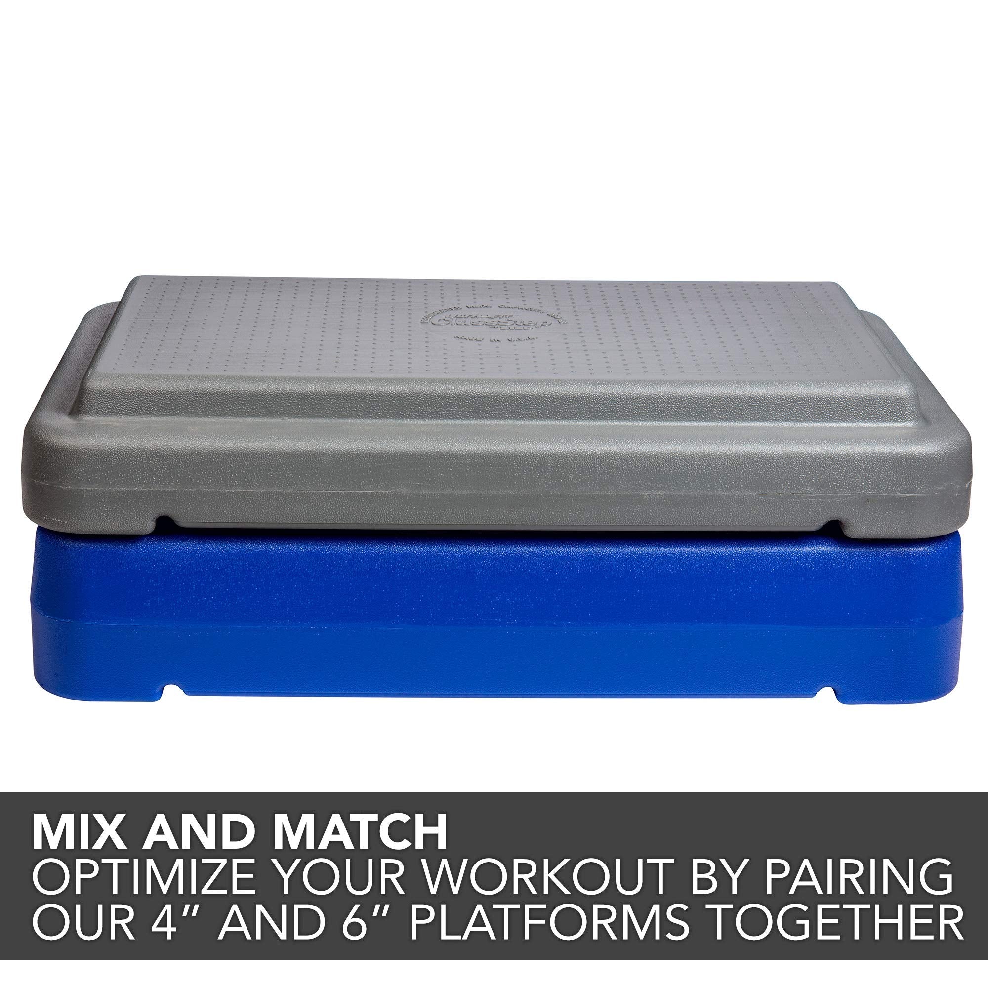 The Step (Made In Usa) 4 Inch Stackable Aerobic Exercise Platform (Grey) With Non-Slip Surface And Nonskid Feet To Prevent Slidi