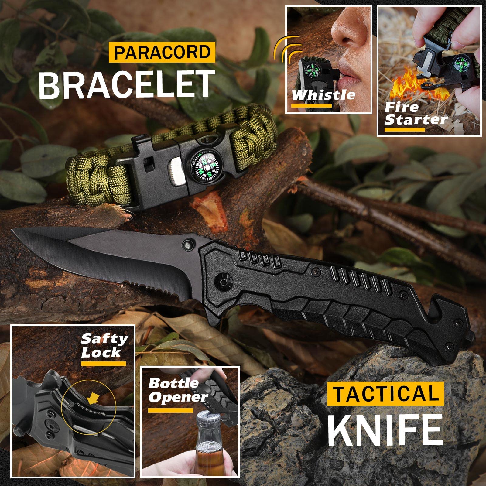 Survival Kit 14 In 1, Survival Gear And Equipment, Gifts For Men Dad Husband Him Valentines Day, Outdoor Fishing Hunting Camping