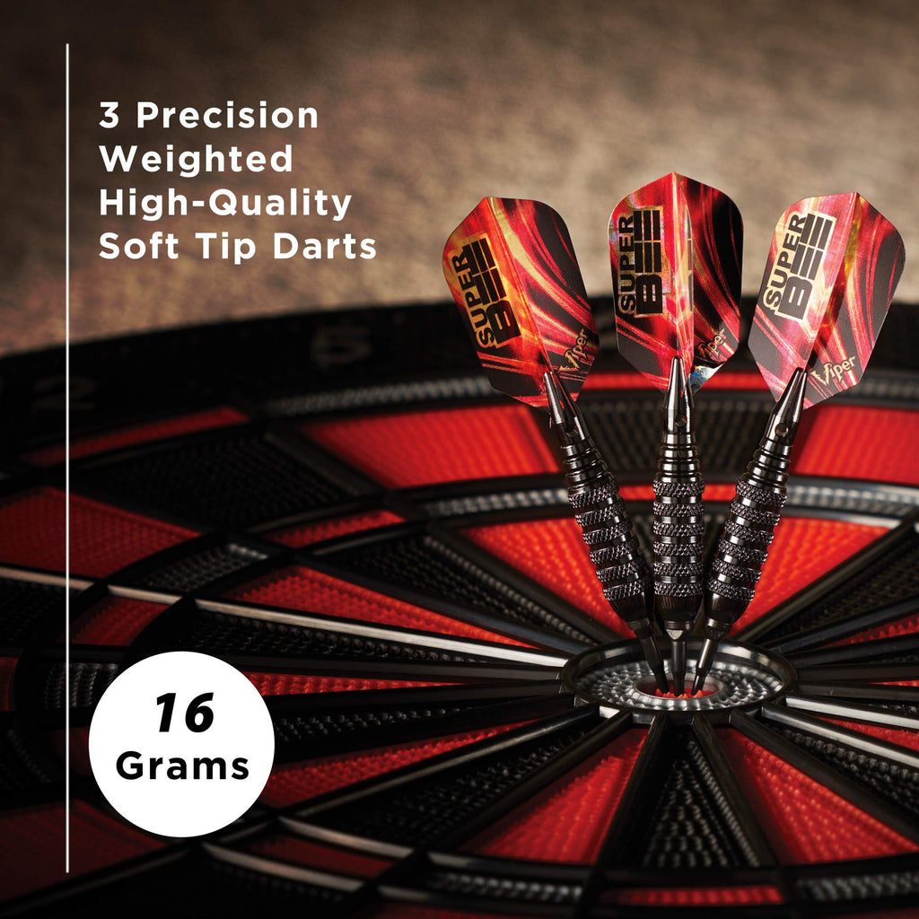 Viper by GLD Products Super Bee Soft Tip Darts: Black Coated Brass, 16 Grams