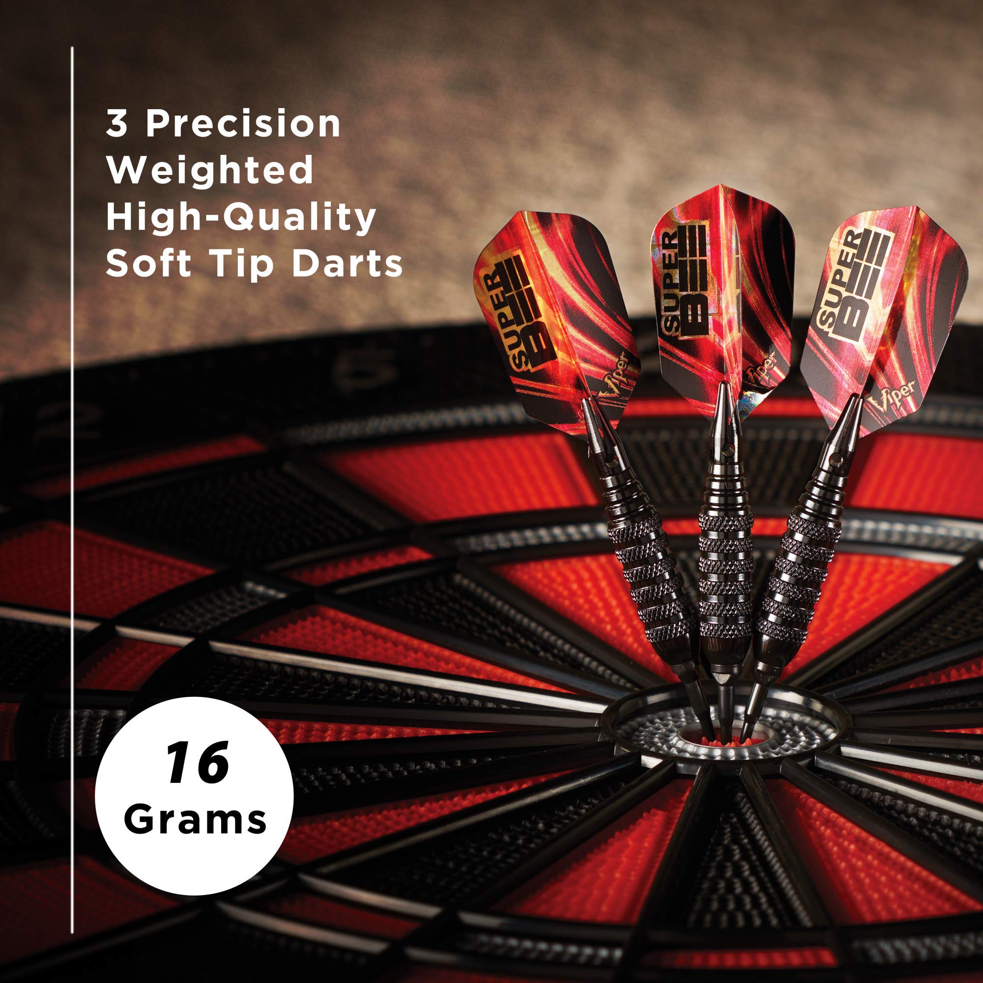 Viper by GLD Products Super Bee Soft Tip Darts: Black Coated Brass, 16 Grams
