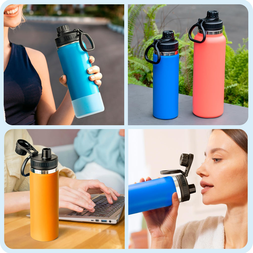 Prurex Spout Lid for Hydro Flask 12 16 18 22 32 40 64oz Wide Mouth Water Bottle,Replacement Lid for Hydroflask,Thermoflas,Iron F