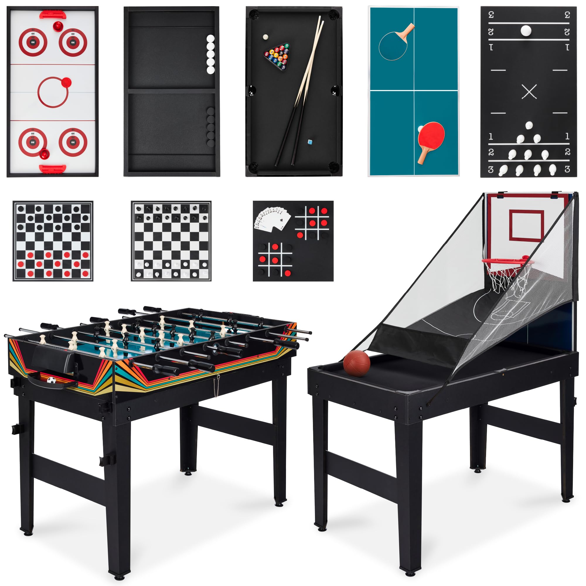 Best Choice Products 13-in-1 Combo Game Table Set w/Ping Pong, Foosball, Basketball, Air Hockey, Sling Puck, Archery, Shuffleboa