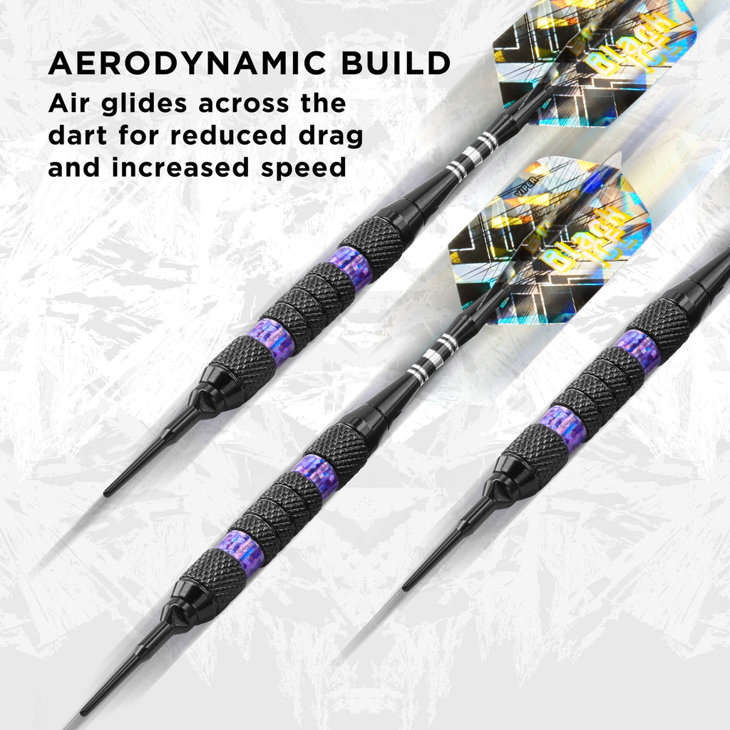 Viper Black Ice Soft Tip Darts With Purple Rings, 16 Grams