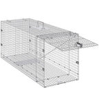 Vevor Live Animal Cage Trap, 50'' X 20'' X 26'' Humane Cat Trap Galvanized Iron, Folding Animal Trap With Handle For Stray Dogs,