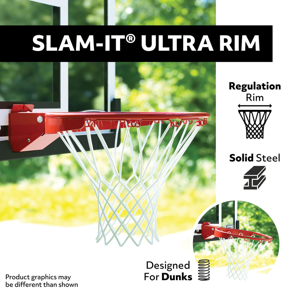 Lifetime Crank Adjust In Ground Tempered Glass Basketball Hoop, 54'', Clear