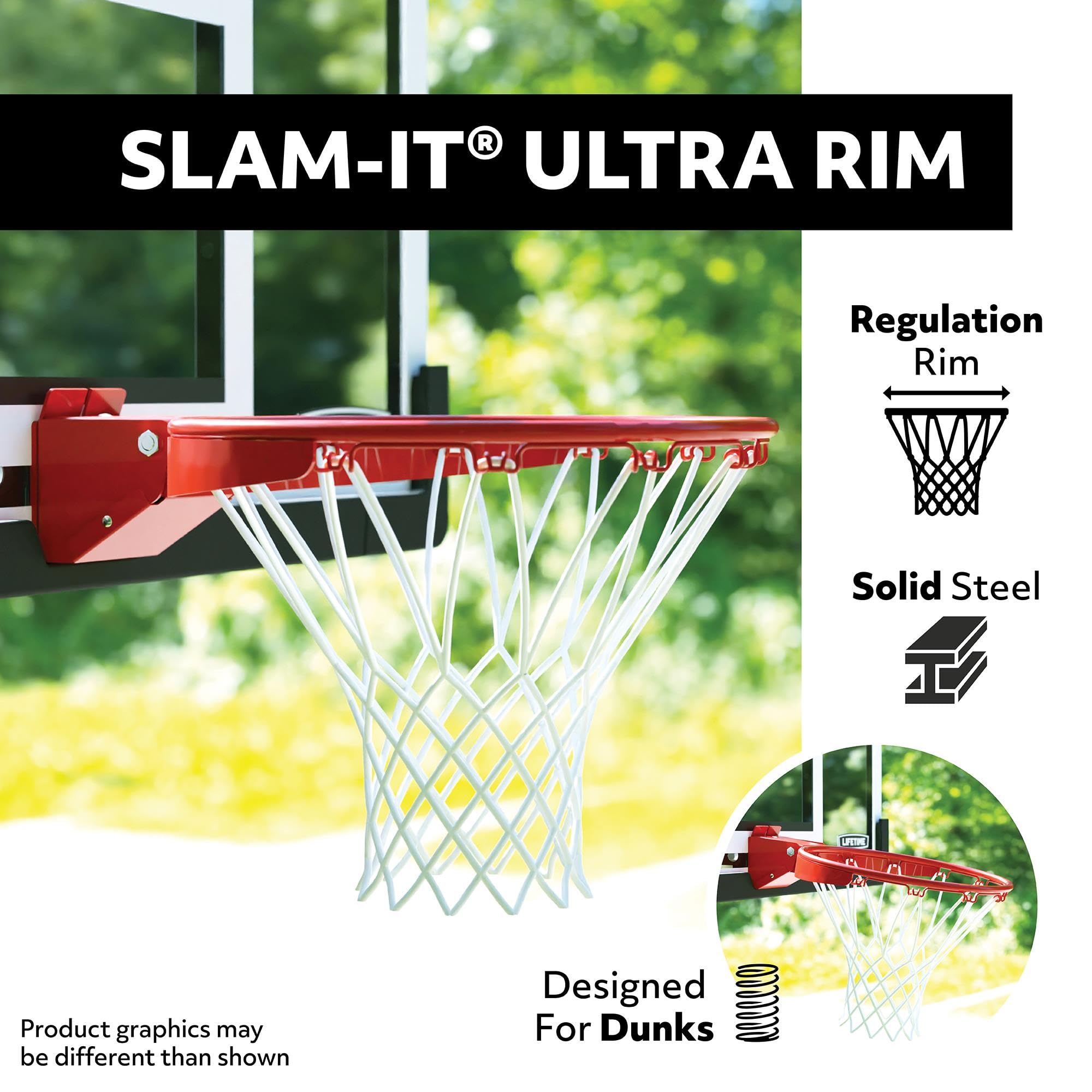 Lifetime Crank Adjust In Ground Tempered Glass Basketball Hoop, 54'', Clear