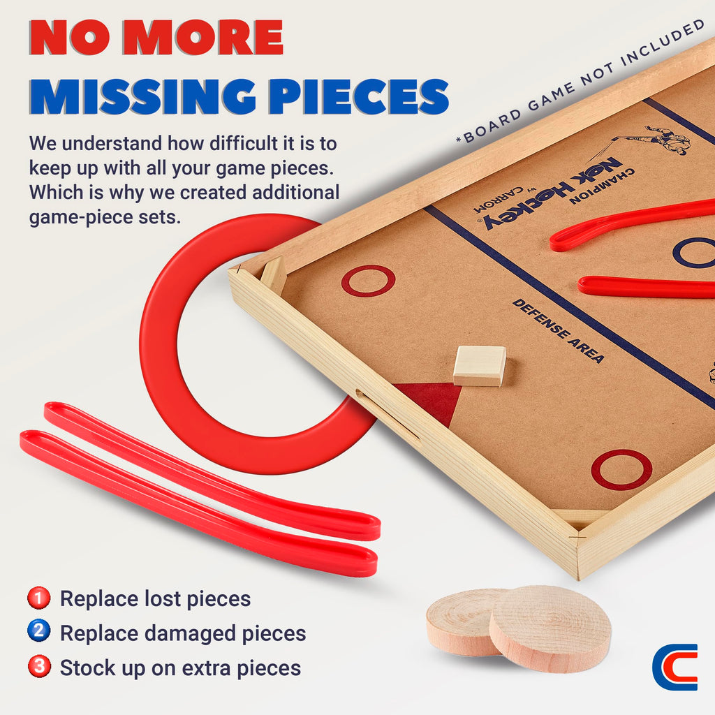 Carrom Champion Nok Hockey Game Equipment Set - Includes 2 Sticks And 2 Wood Pucks - Extra Accessories For Board Games For Adult