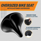 Bikeroo Oversized Bike Seat - Peloton Seat Cushion - Bicycle Saddle Replacement - Wide Cushioned Comfortable Seat For Men & Wome