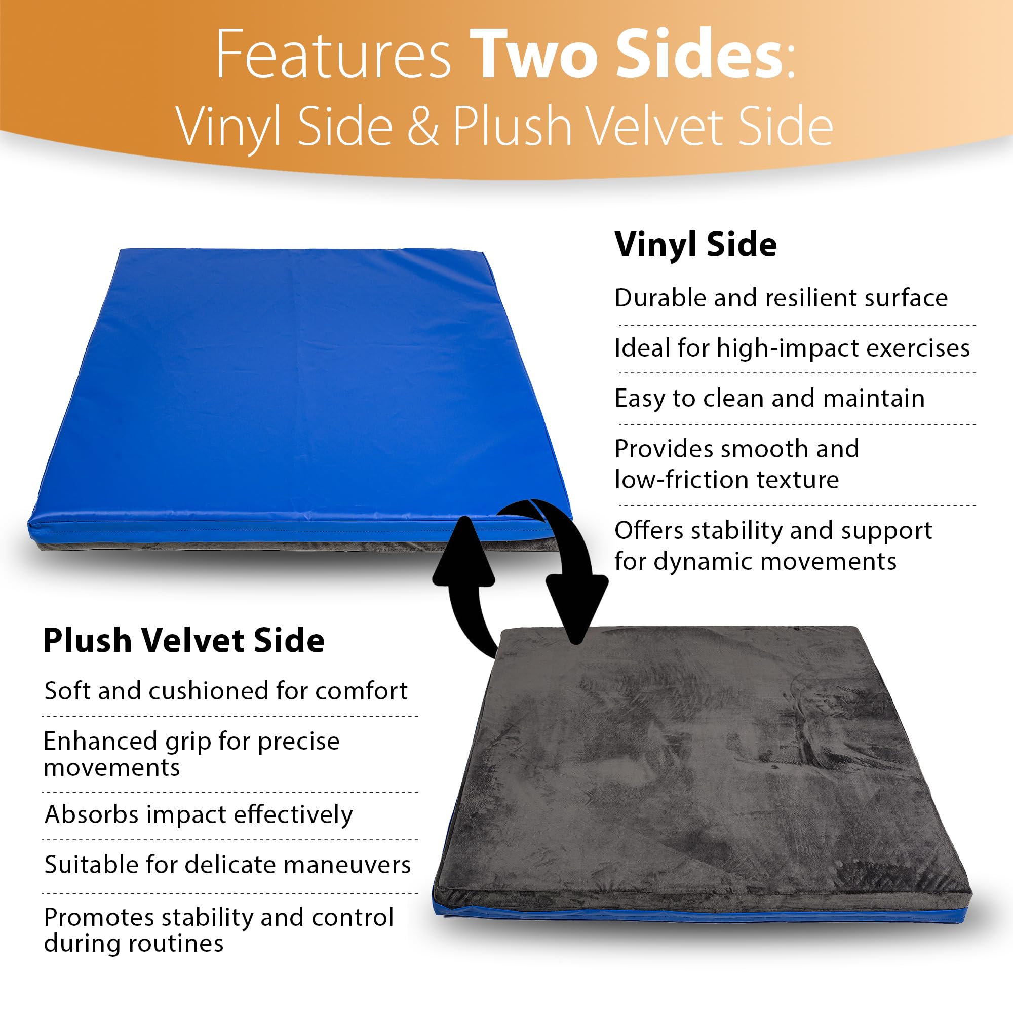 Foamma Soft Gymnastics Mat - Velvet Landing Mat For Kids And Adults, Exercise Mat With Velvet Washable Cover, High-Density Tumbl