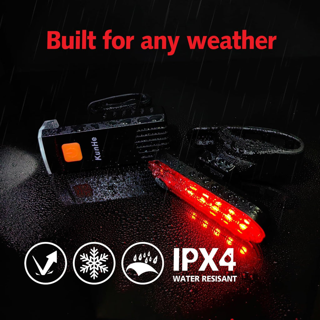 KUNHE 40 Pack USB-C Rechargeable Bike Lights for Night Riding Men Women & Kids 3 Lights Modes Used as a Safety Indicator Light f
