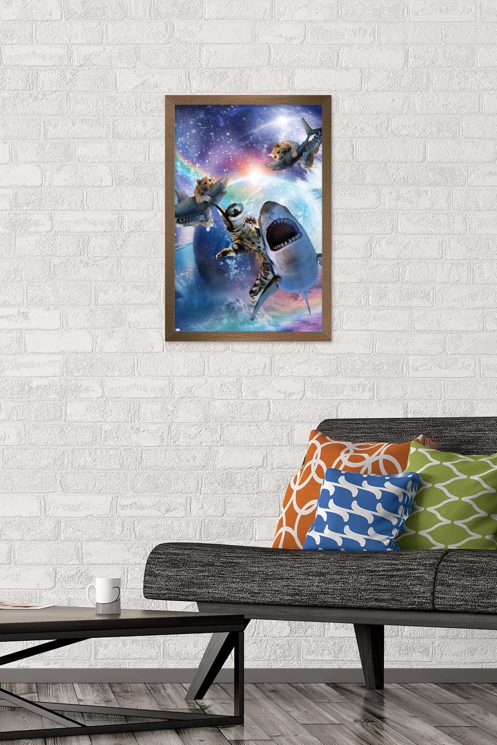 Trends International James Booker - Galaxy Cat Sharks Wall Poster