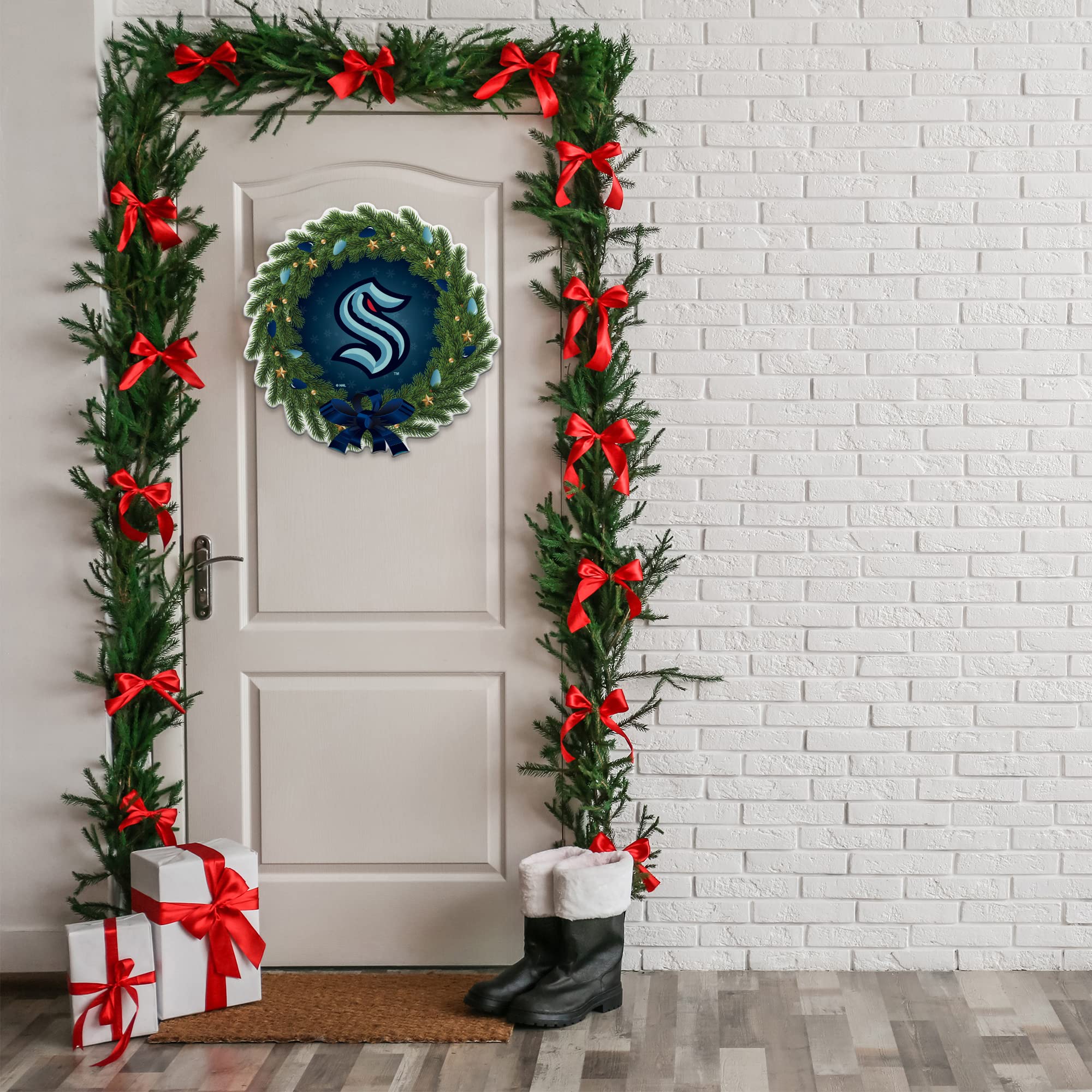 Rico Industries Nhl Hockey Seattle Kraken Wreath Shape Cut Pennant - Home And Living Room D  Cor - Soft Felt Ez To Hang