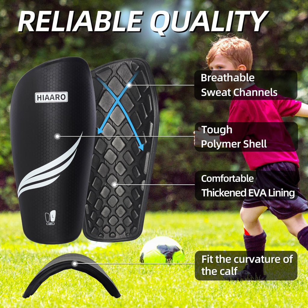 Hiaaro Soccer Shin Guards For Kids Youth Adults, Shin Pads And Sleeves With Optimized Insert Pocket, Protective Soccer Equipment