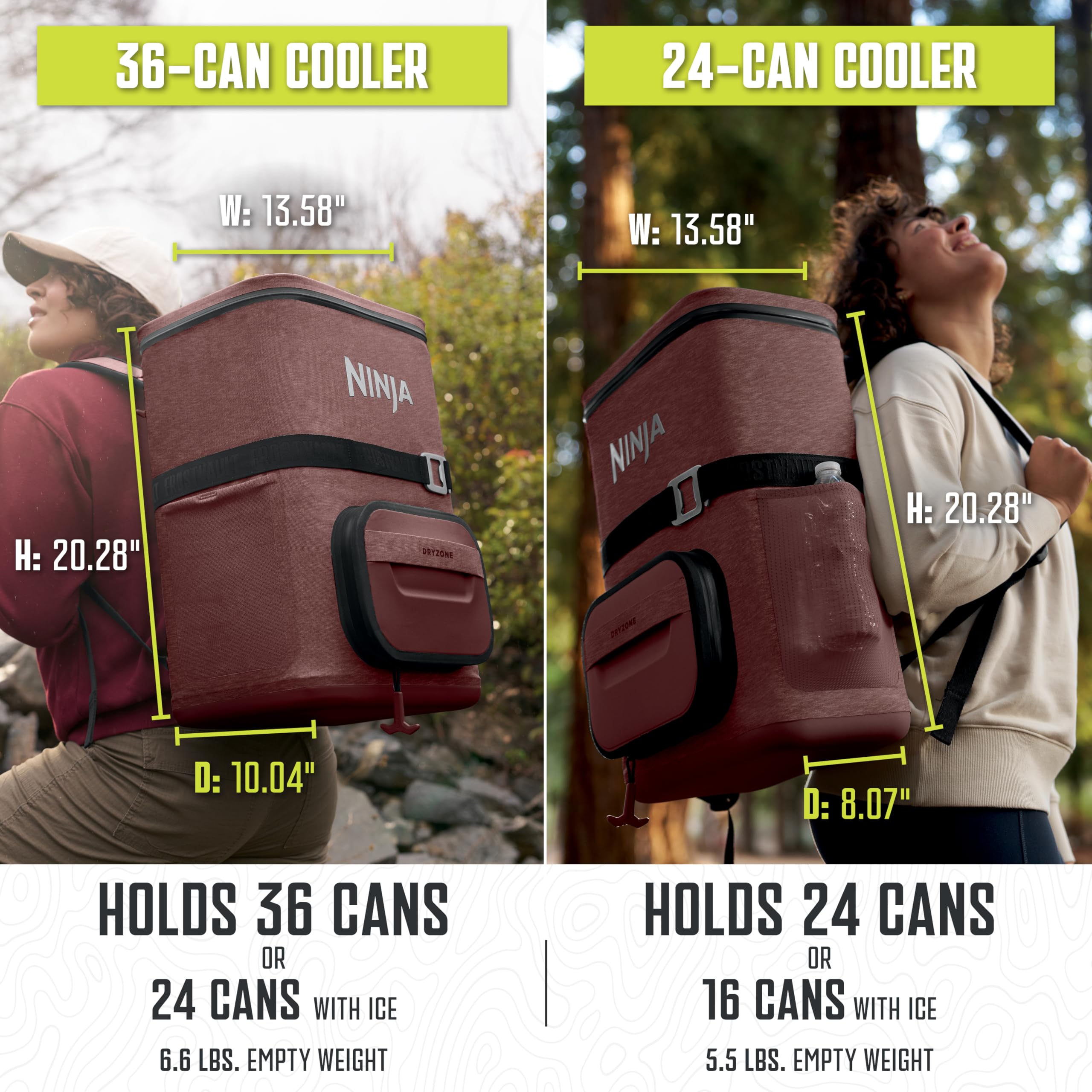 Ninja | Backpack Cooler | Frostvault Go 36 Can Soft Cooler | Leakproof Zipper With Built In Can Opener, 2 Ice Packs & Dry Storag